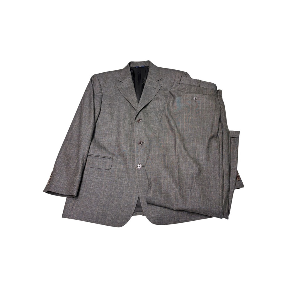 Brooks Brothers 346 Mens Grey Plaid Wool Stretch Suit 42RG 36x28 3-Button Blazer